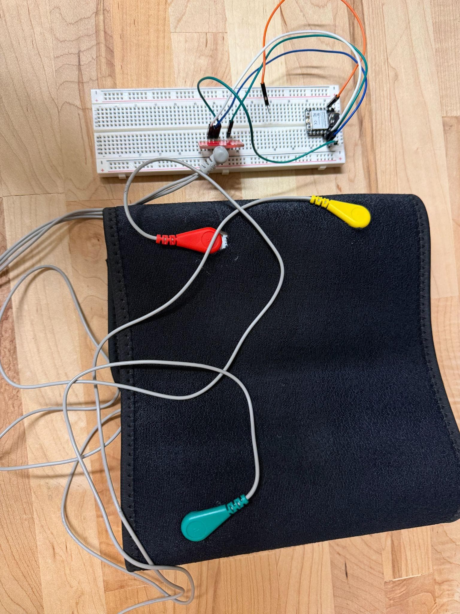 Physical Stride Recover prototype with electronics and fabric